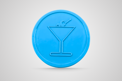 Wytłoczony voucher na drinki w kolorze błękitnym od JM Band®.