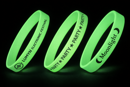 Glow in the dark silicone wristbands with print from JM Band®