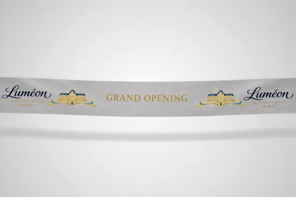Szara wstążka inauguracyjna z kolorowym nadrukiem od JM Band®.