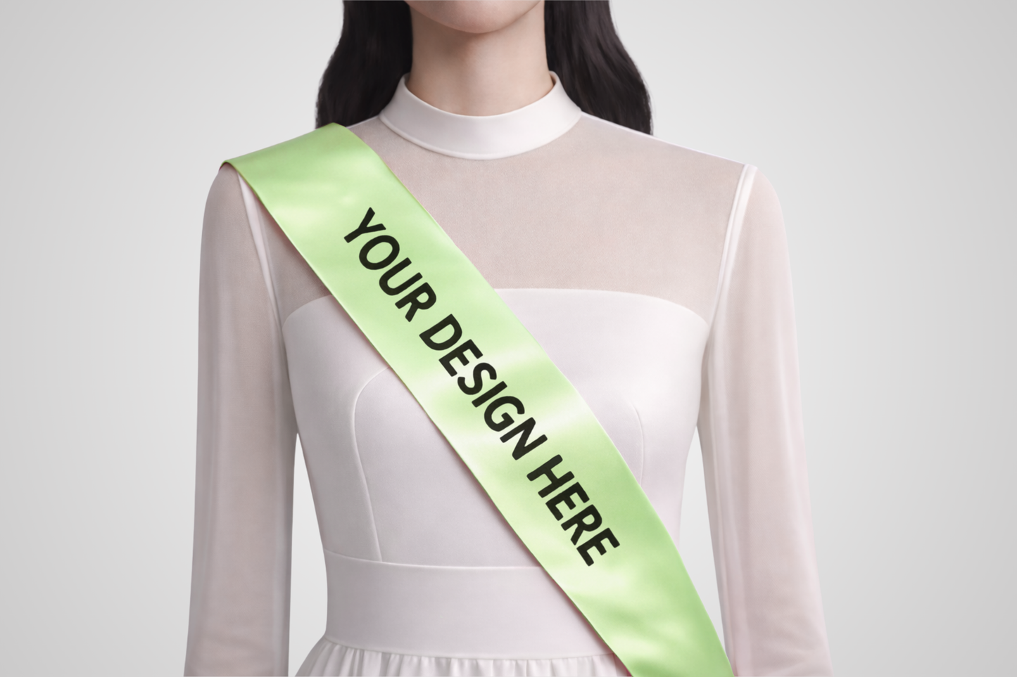 Zaprojektowany na zamówienie satynowy pas ECO w kolorze jasnozielonym od JM Band®.