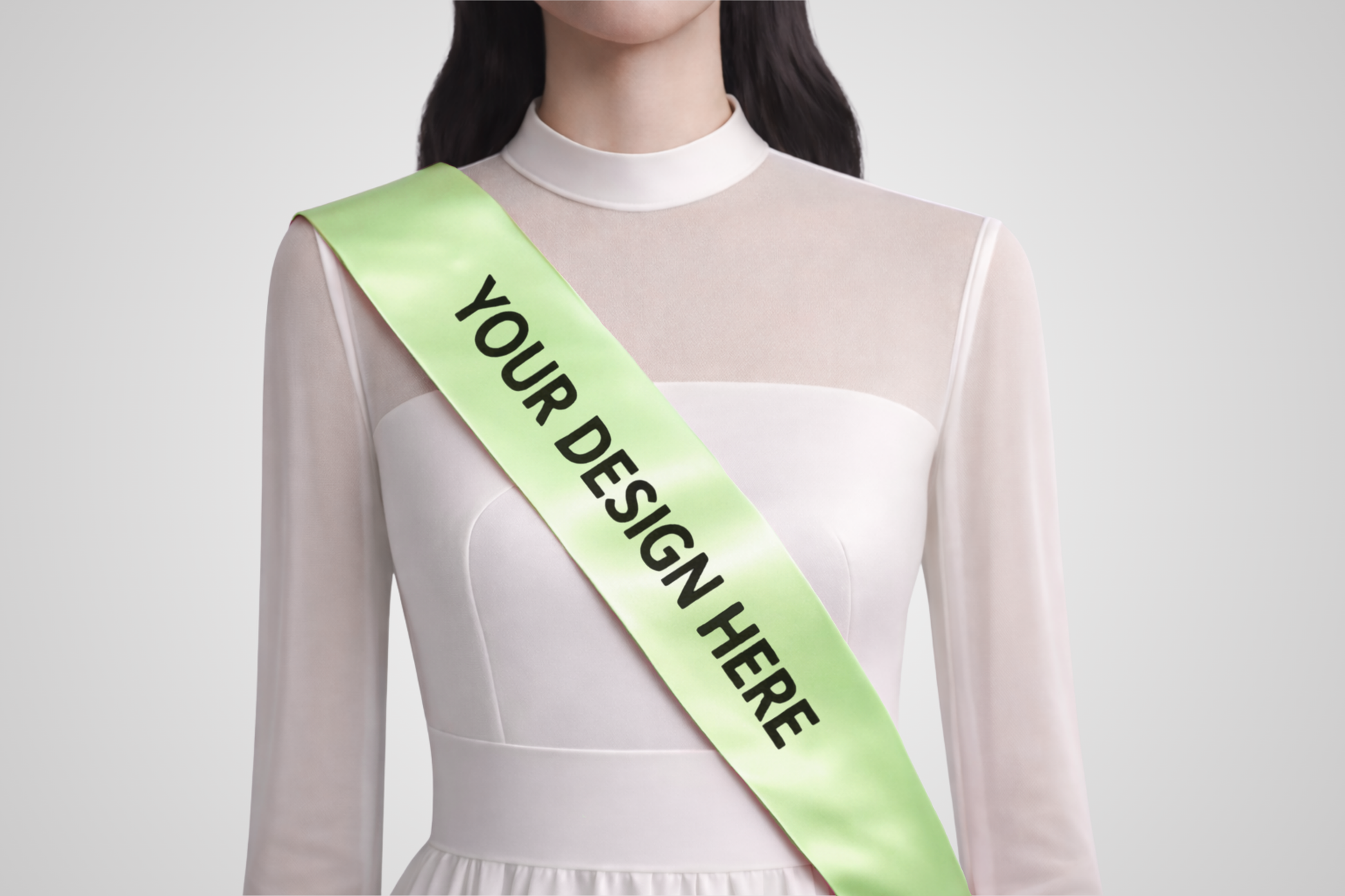 Zaprojektowany na zamówienie satynowy pas ECO w kolorze jasnozielonym od JM Band®.