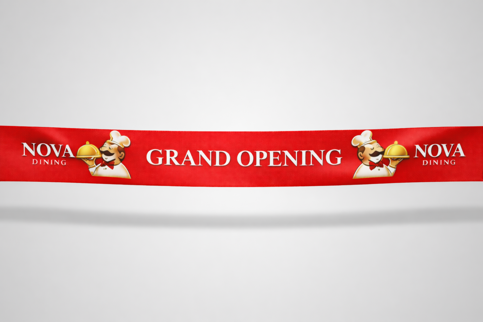 Czerwona wstążka inauguracyjna z kolorowym nadrukiem od JM Band®.