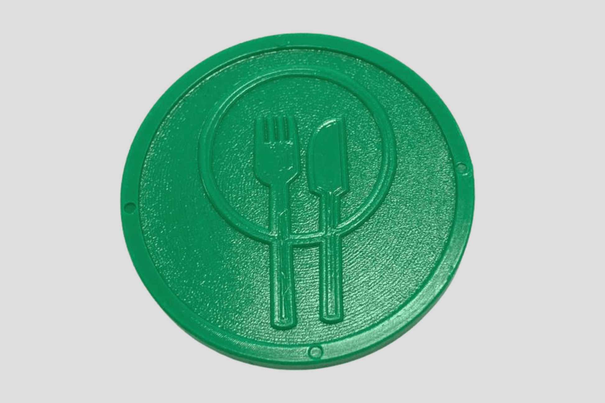 Embossed Plastic Tokens in Stock Tokens JM Band EU 1 Food Green 